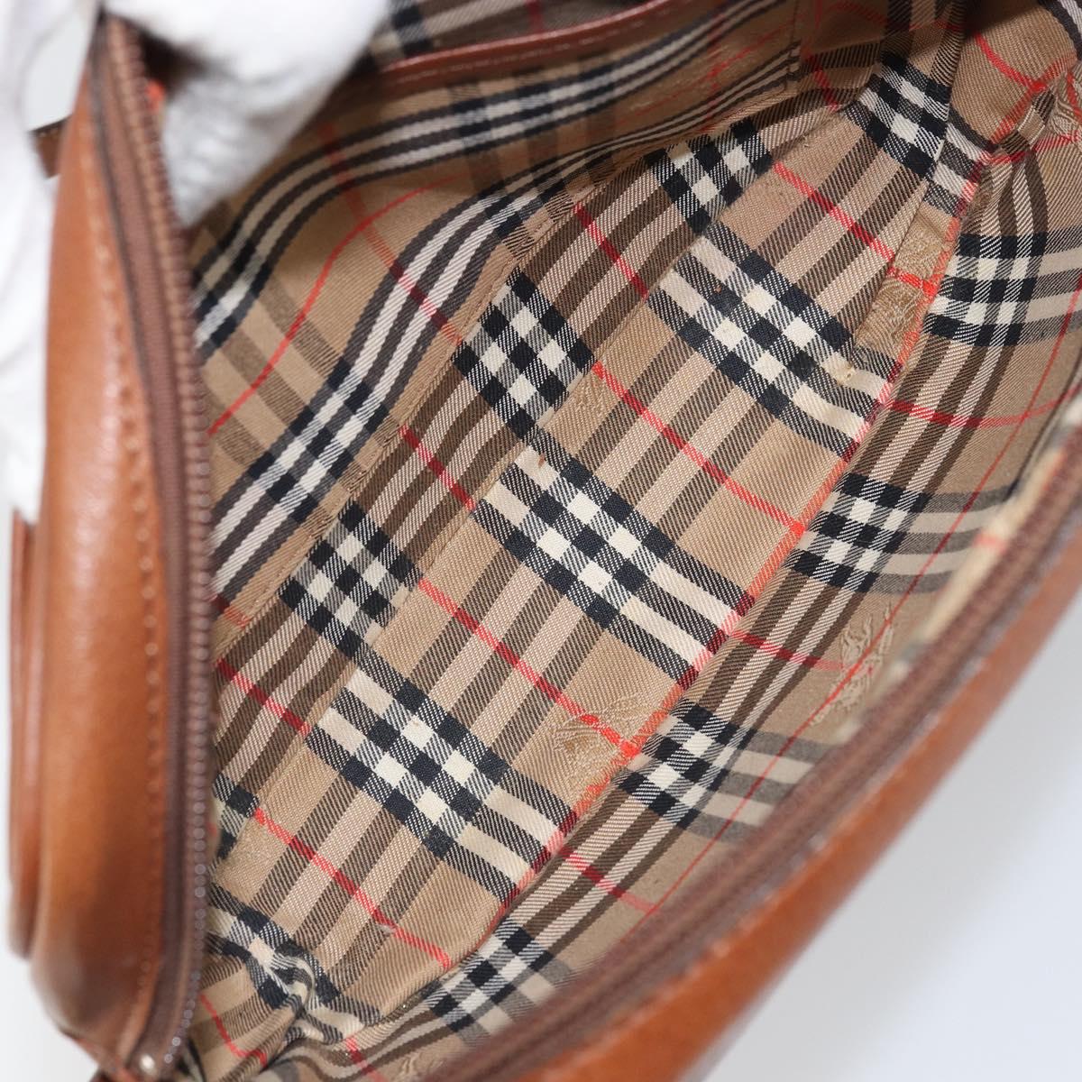 Burberrys Shoulder Bag Leather Brown Gold Auth 169417