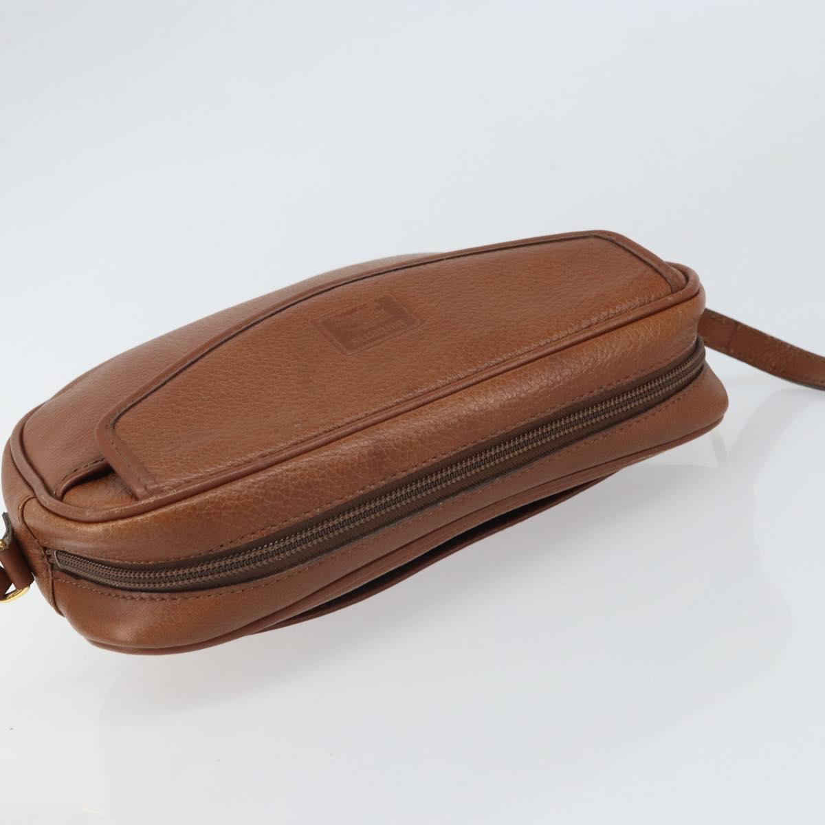 Burberrys Shoulder Bag Leather Brown Gold Auth 169417