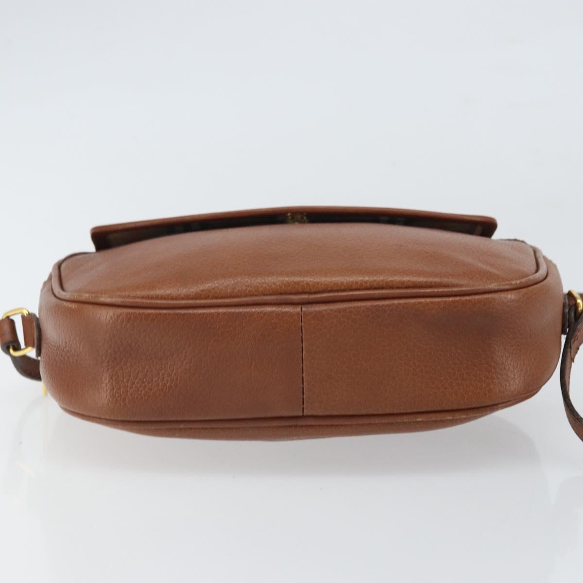Burberrys Shoulder Bag Leather Brown Gold Auth 169417