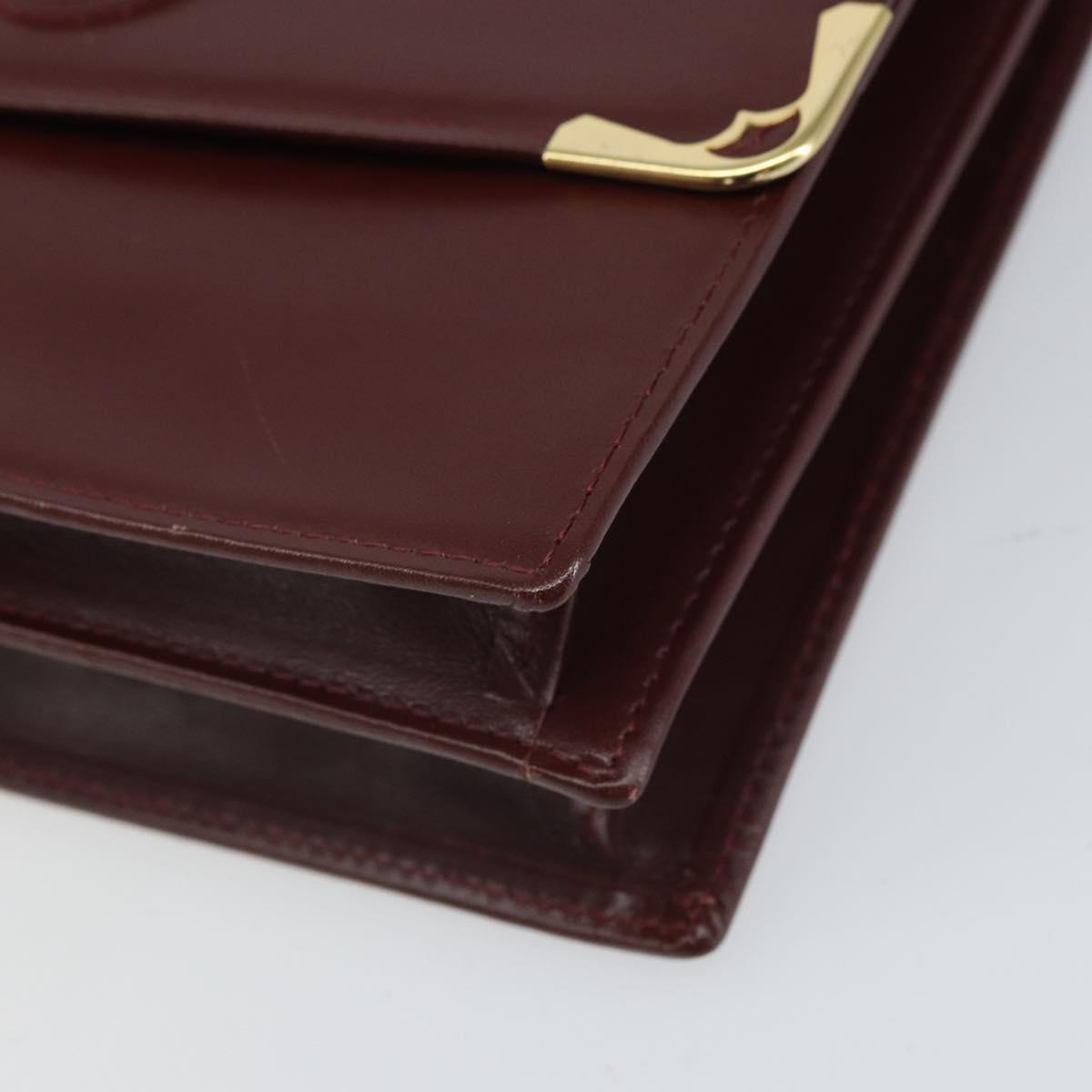CARTIER Must Line Shoulder Bag Leather Bordeaux Gold Auth 169419