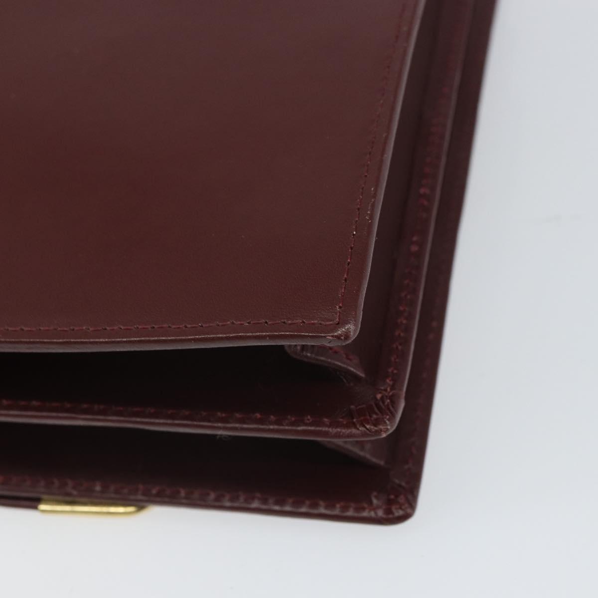 CARTIER Must Line Shoulder Bag Leather Bordeaux Gold Auth 169419