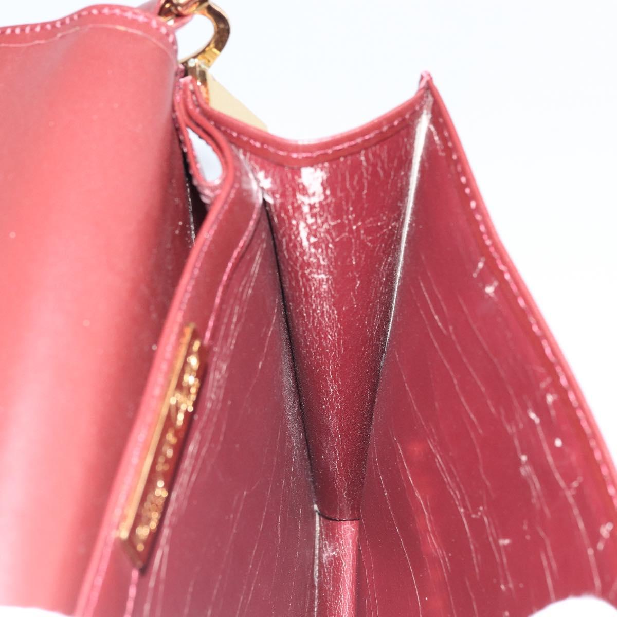 CARTIER Must Line Shoulder Bag Leather Bordeaux Gold Auth 169419