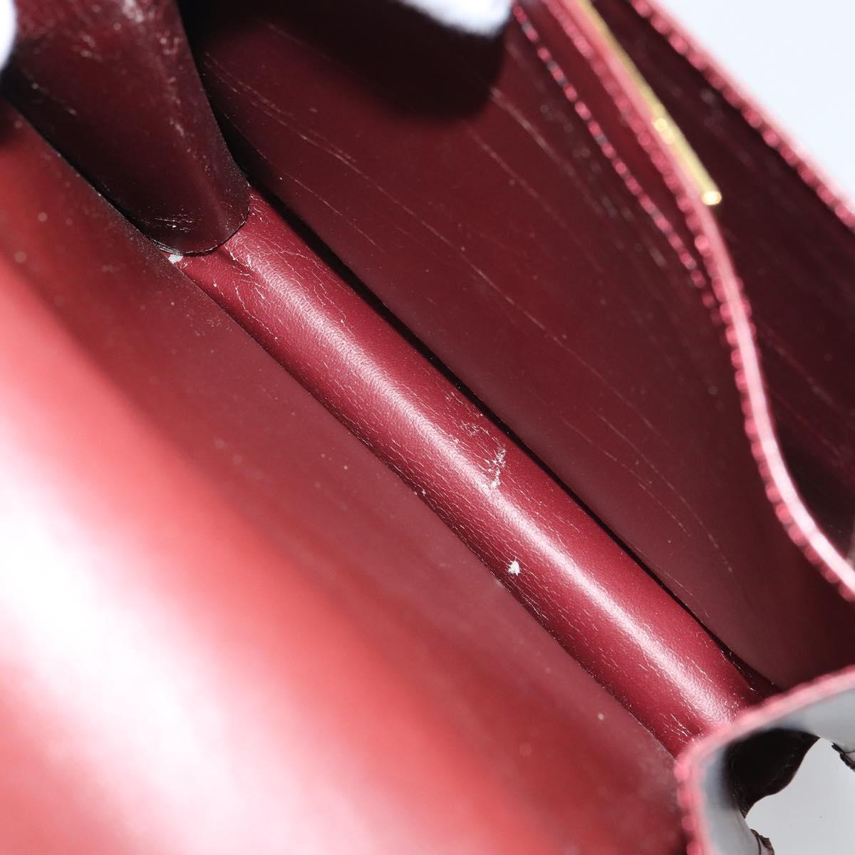 CARTIER Must Line Shoulder Bag Leather Bordeaux Gold Auth 169419