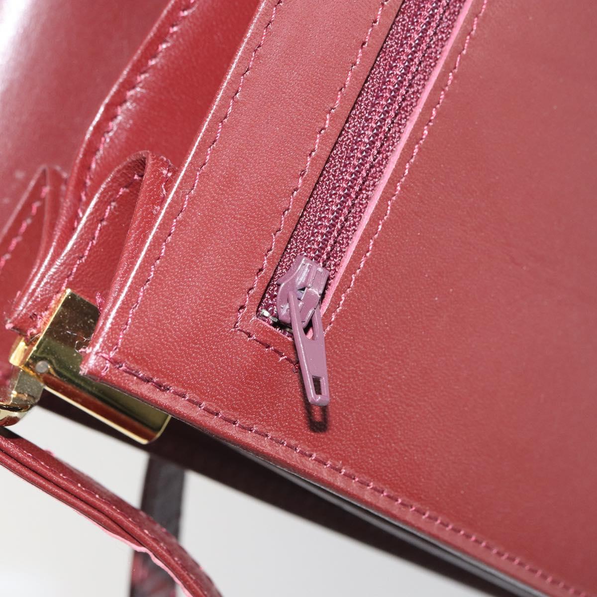 CARTIER Must Line Shoulder Bag Leather Bordeaux Gold Auth 169419