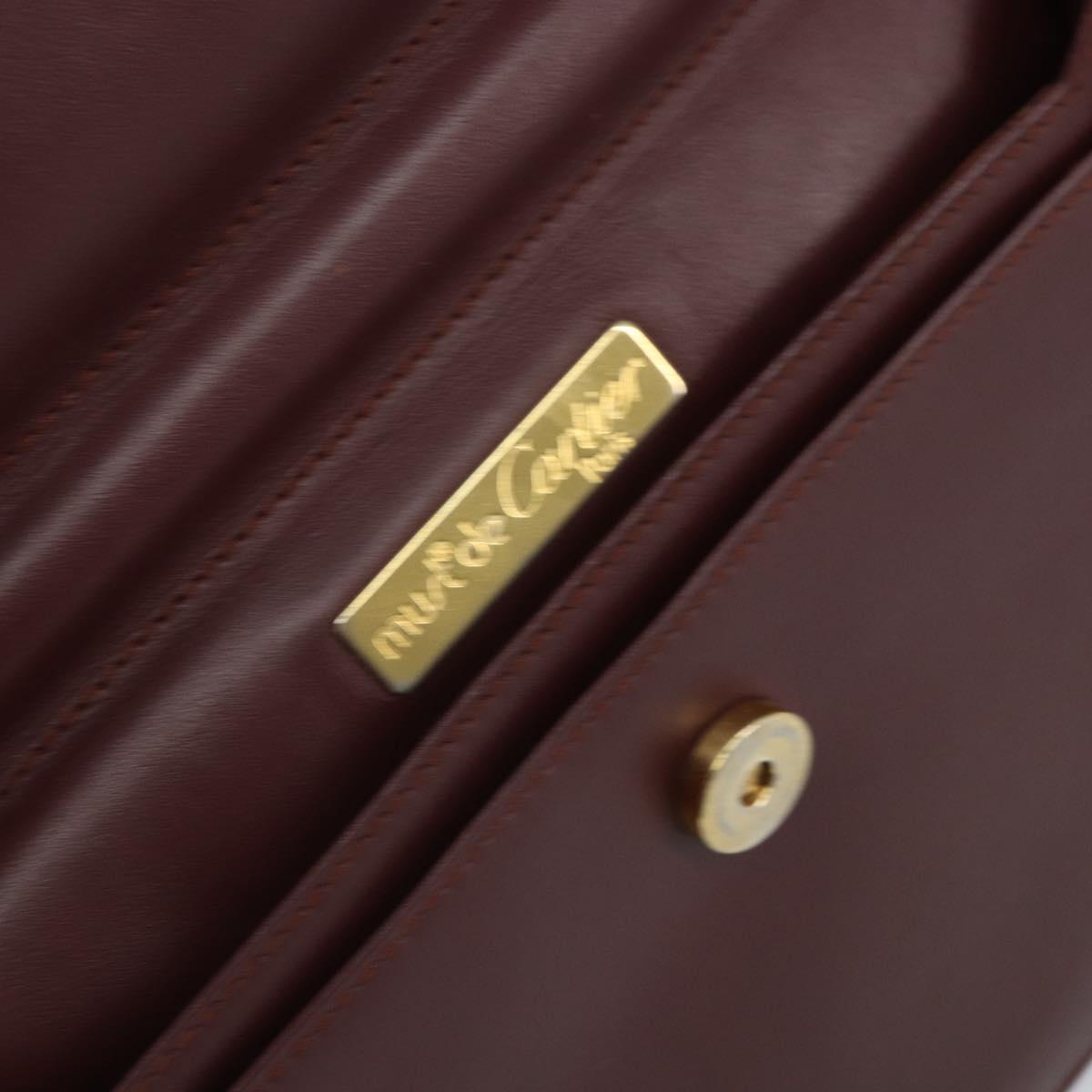 CARTIER Must Line Clutch Bag Leather Bordeaux Gold Auth 169421