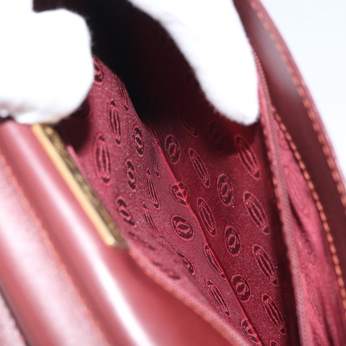 CARTIER Must Line Clutch Bag Leather Bordeaux Gold Auth 169421