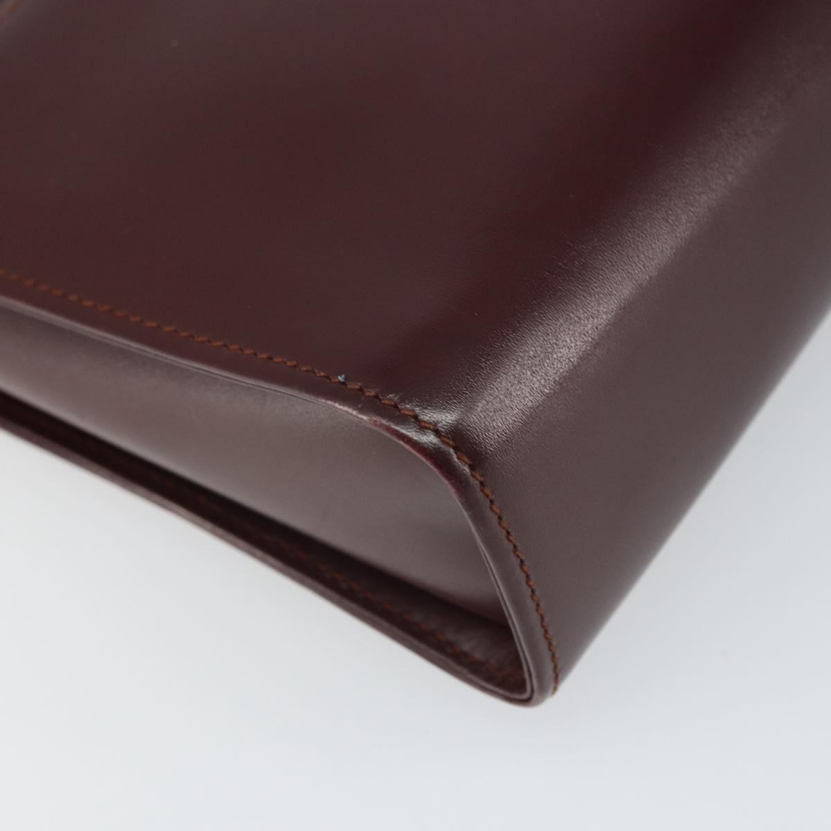 CARTIER Must Line Clutch Bag Leather Bordeaux Gold Auth 169422