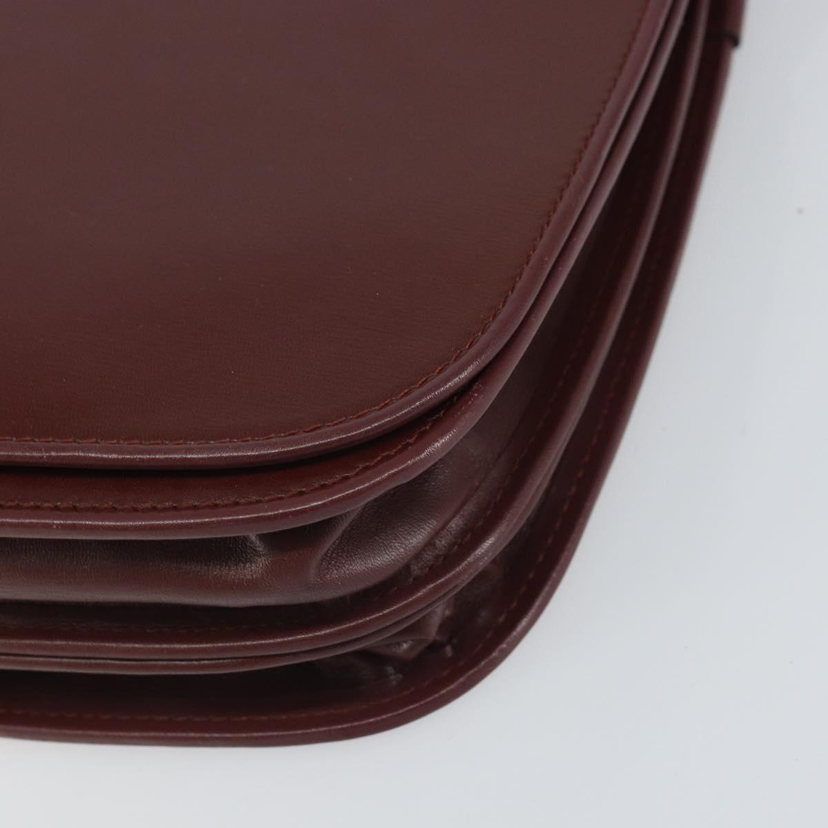 CARTIER Must Line Shoulder Bag Leather Bordeaux Gold Auth 169423