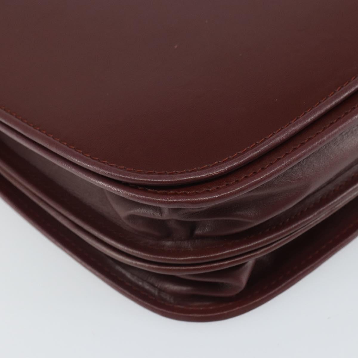 CARTIER Must Line Shoulder Bag Leather Bordeaux Gold Auth 169423