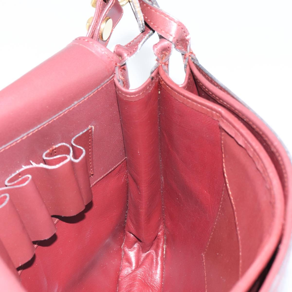 CARTIER Must Line Shoulder Bag Leather Bordeaux Gold Auth 169423