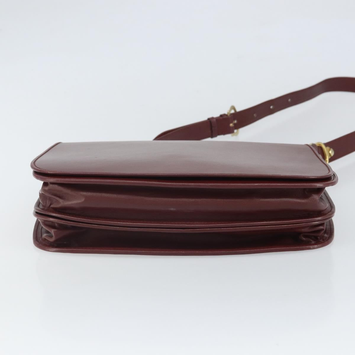 CARTIER Must Line Shoulder Bag Leather Bordeaux Gold Auth 169423