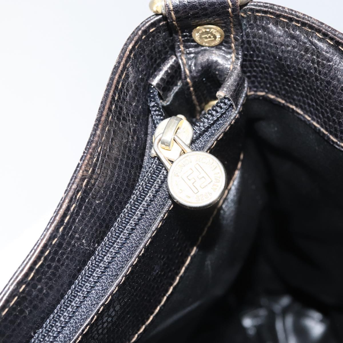 FENDI Zucca Canvas Shoulder Bag PVC Black Brown Auth 169429