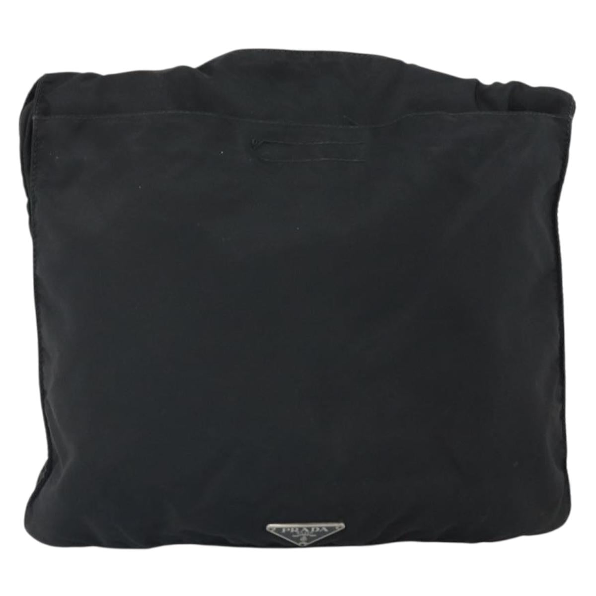 PRADA Shoulder Bag Nylon Black Silver Auth 169431