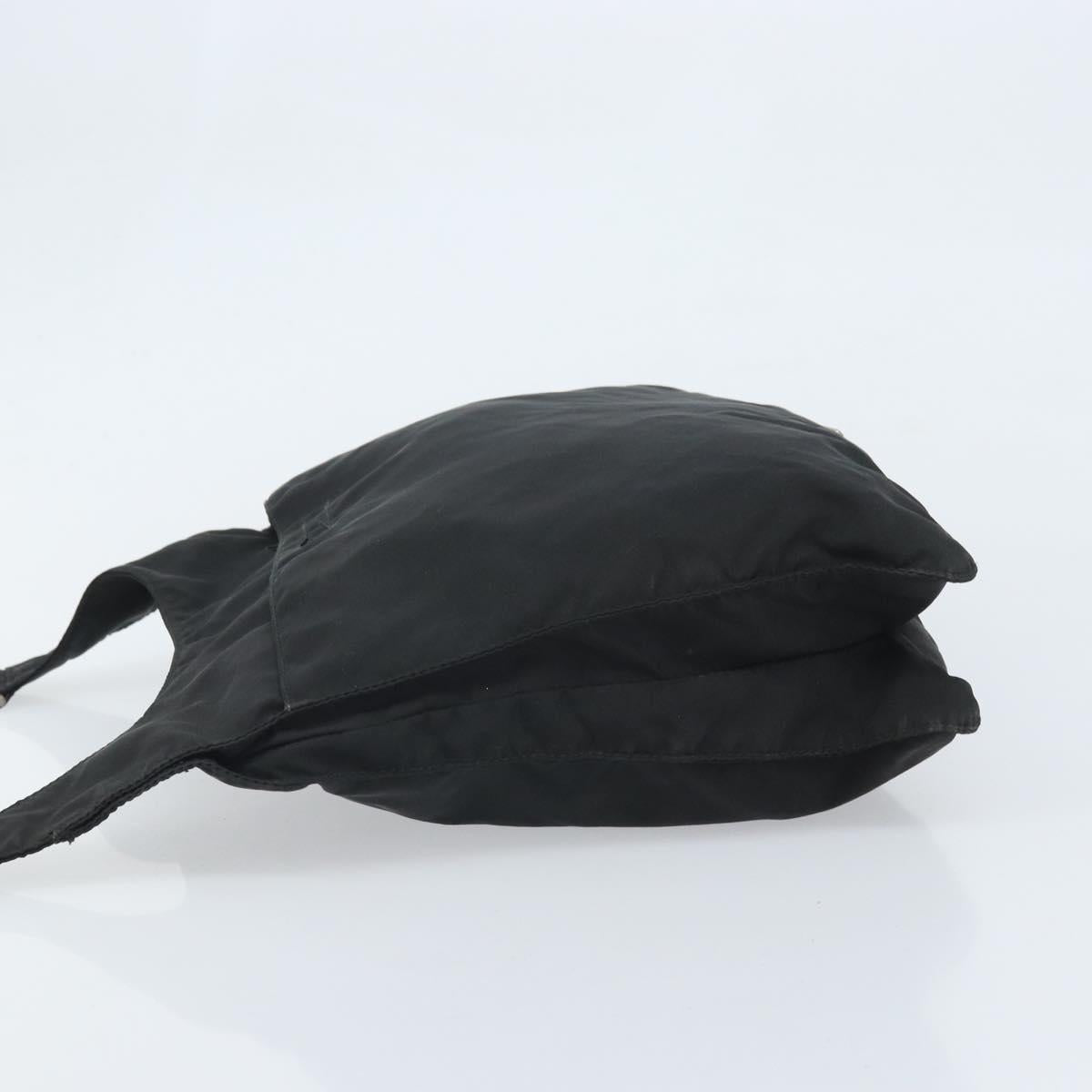 PRADA Shoulder Bag Nylon Black Silver Auth 169431
