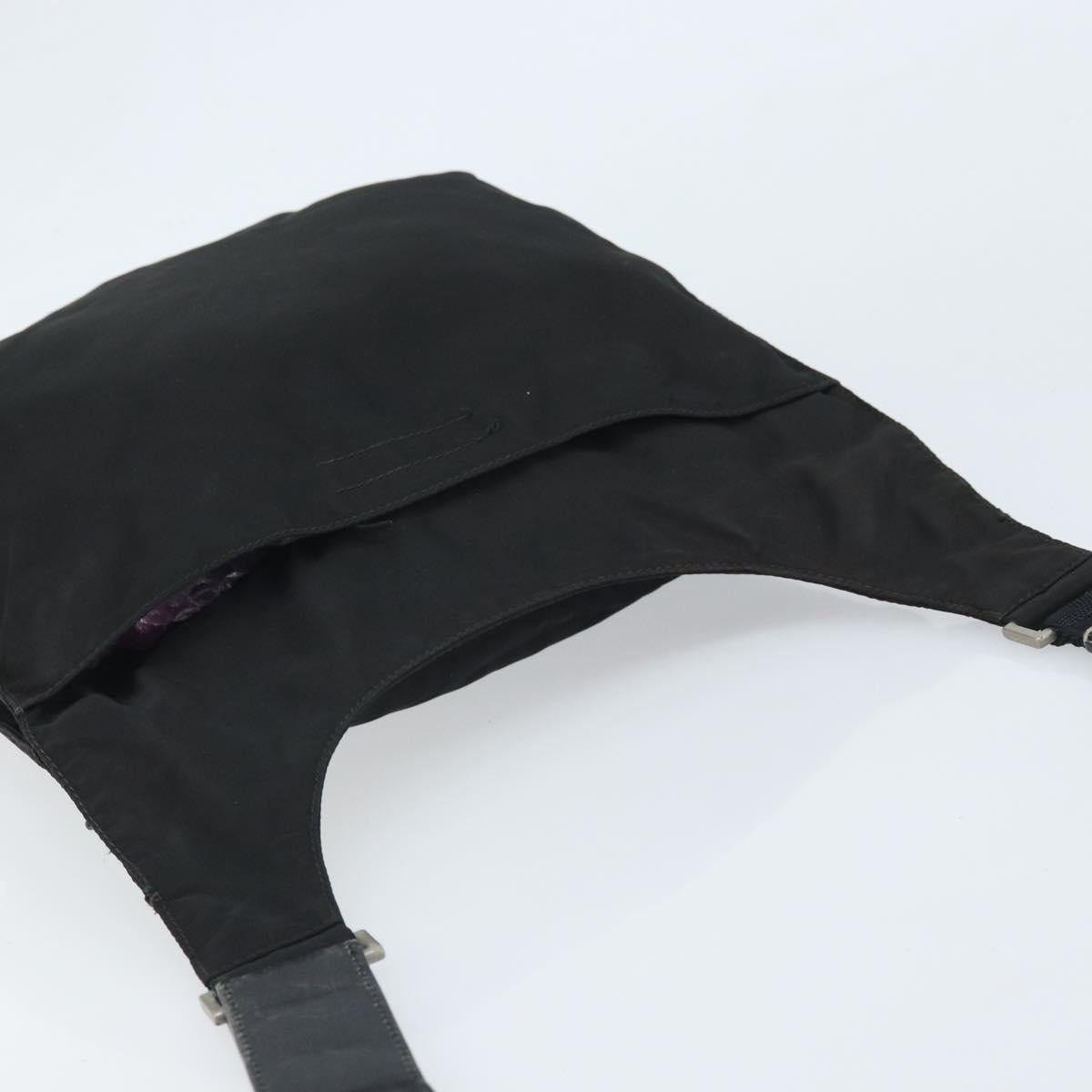 PRADA Shoulder Bag Nylon Black Silver Auth 169431