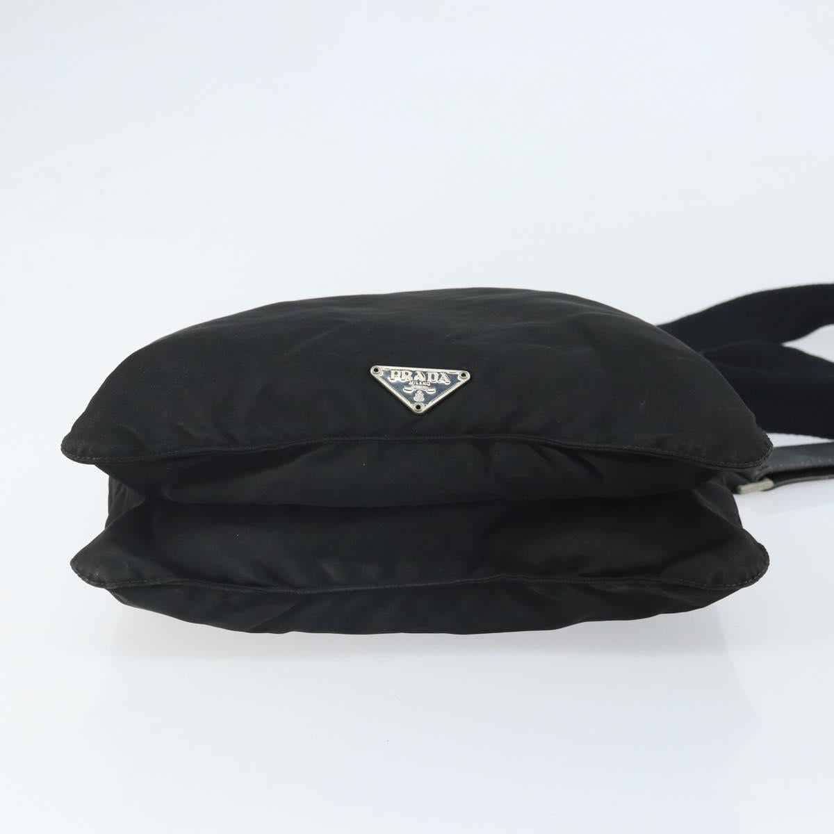 PRADA Shoulder Bag Nylon Black Silver Auth 169431
