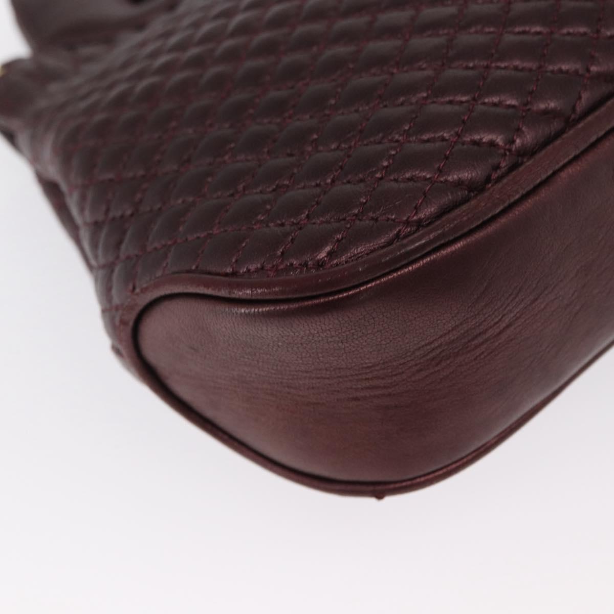 BALLY Chain Shoulder Bag Leather 2way Bordeaux Gold Auth 169434