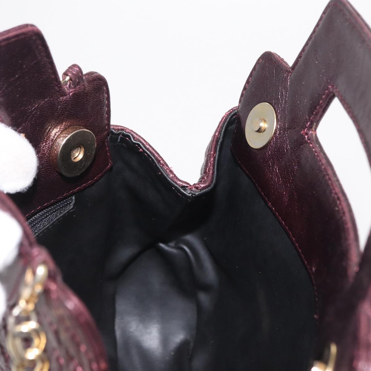 BALLY Chain Shoulder Bag Leather 2way Bordeaux Gold Auth 169434