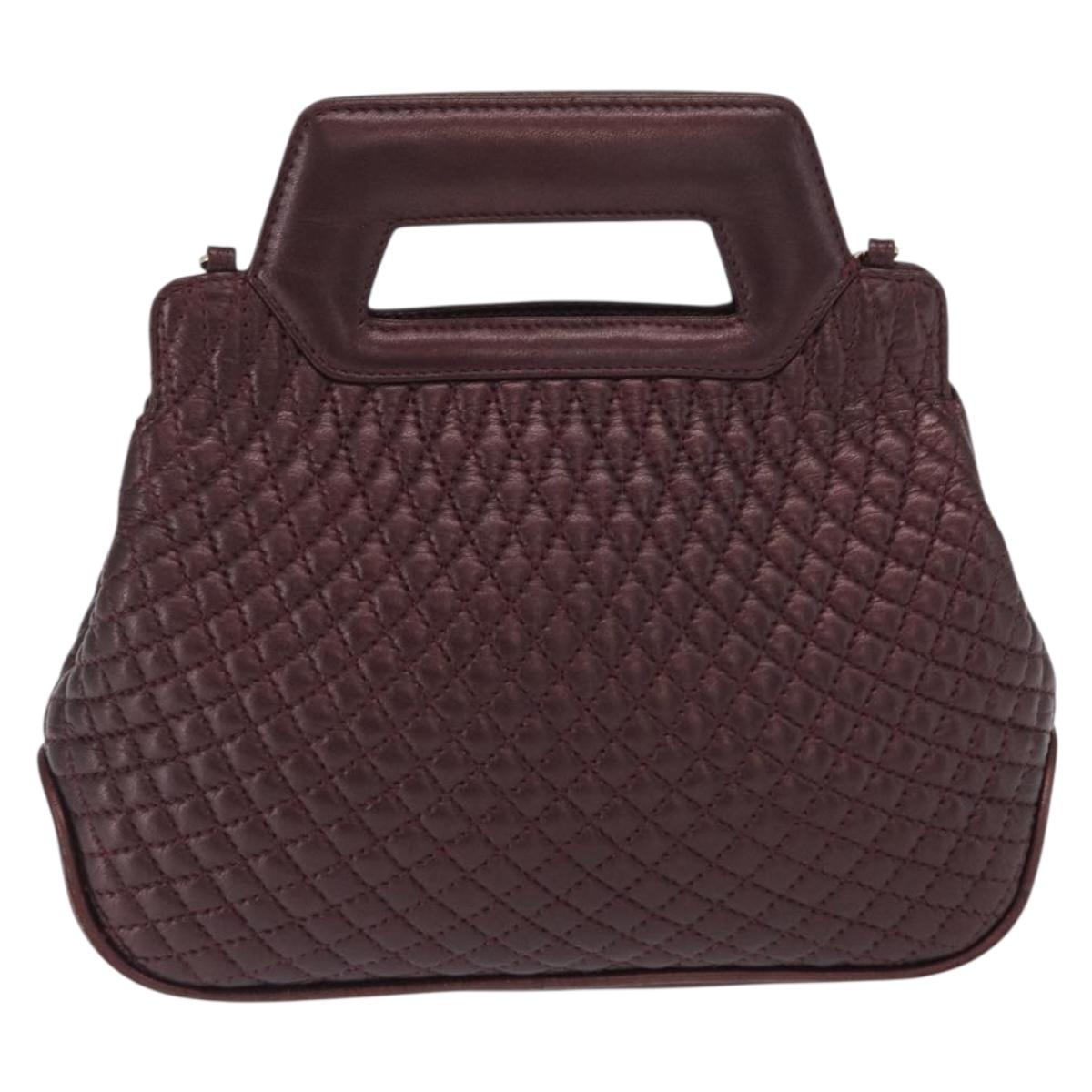 BALLY Chain Shoulder Bag Leather 2way Bordeaux Gold Auth 169434