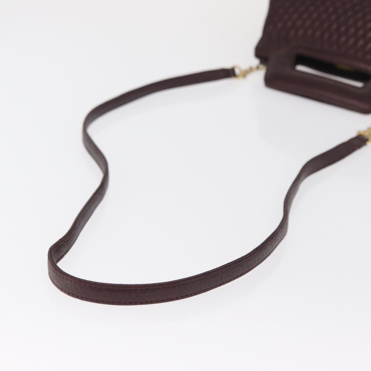 BALLY Chain Shoulder Bag Leather 2way Bordeaux Gold Auth 169434