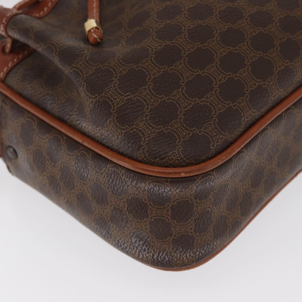 CELINE Macadam Canvas Shoulder Bag PVC Leather Brown Gold Auth 169437