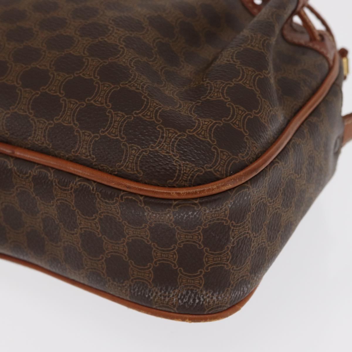 CELINE Macadam Canvas Shoulder Bag PVC Leather Brown Gold Auth 169437