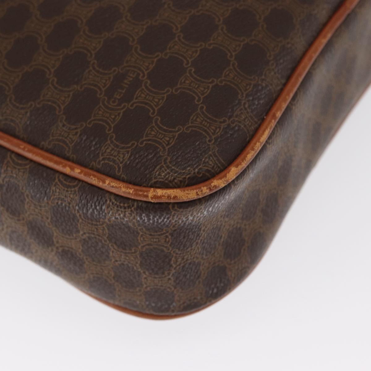 CELINE Macadam Canvas Shoulder Bag PVC Leather Brown Gold Auth 169437