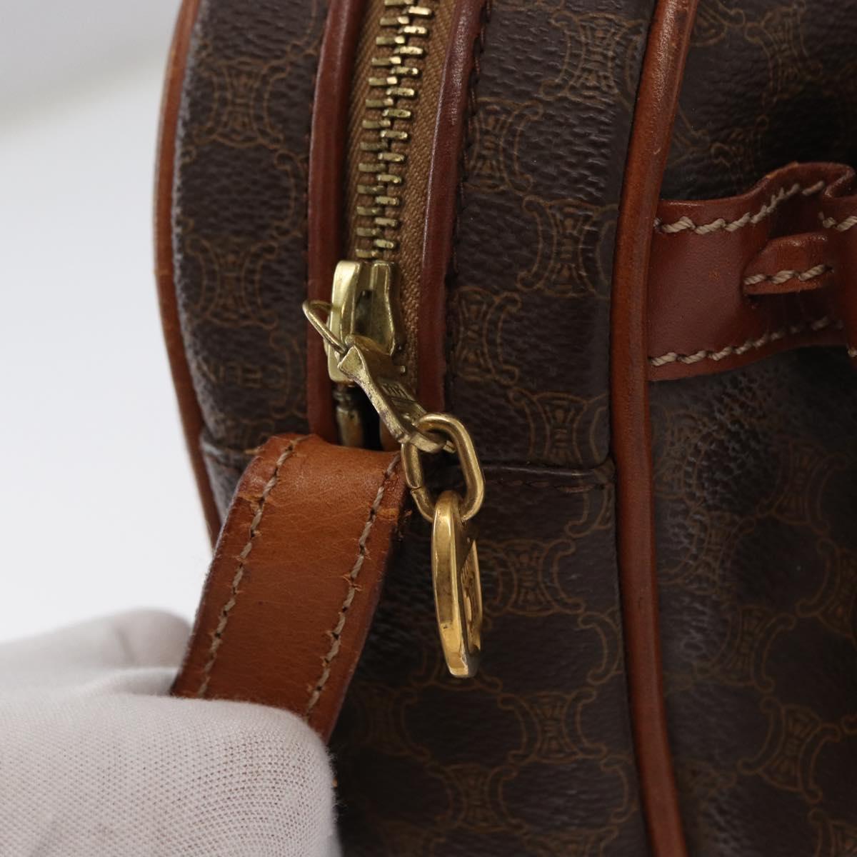 CELINE Macadam Canvas Shoulder Bag PVC Leather Brown Gold Auth 169437