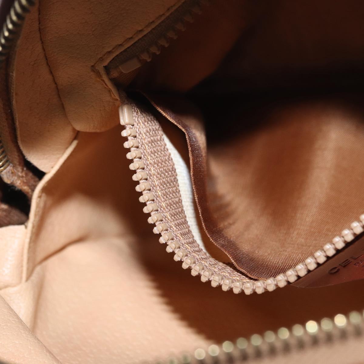 CELINE Macadam Canvas Shoulder Bag PVC Leather Brown Gold Auth 169437