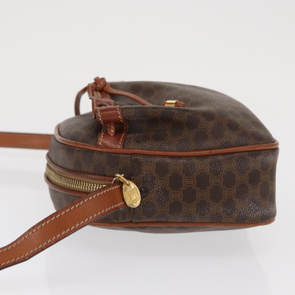 CELINE Macadam Canvas Shoulder Bag PVC Leather Brown Gold Auth 169437