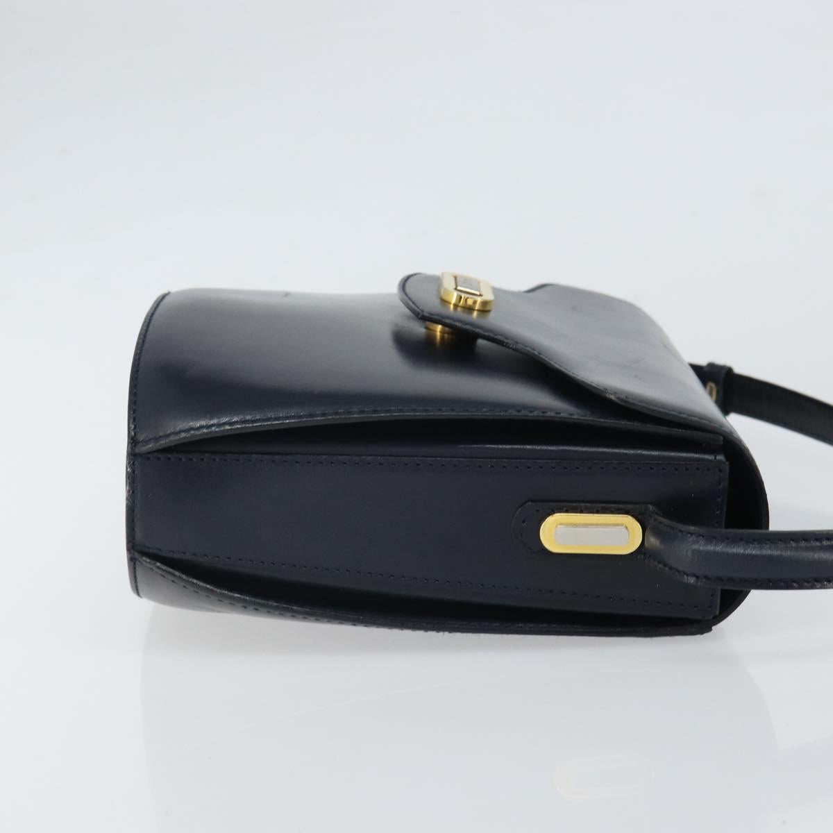 BALLY Shoulder Bag Leather Black Gold Auth 169439