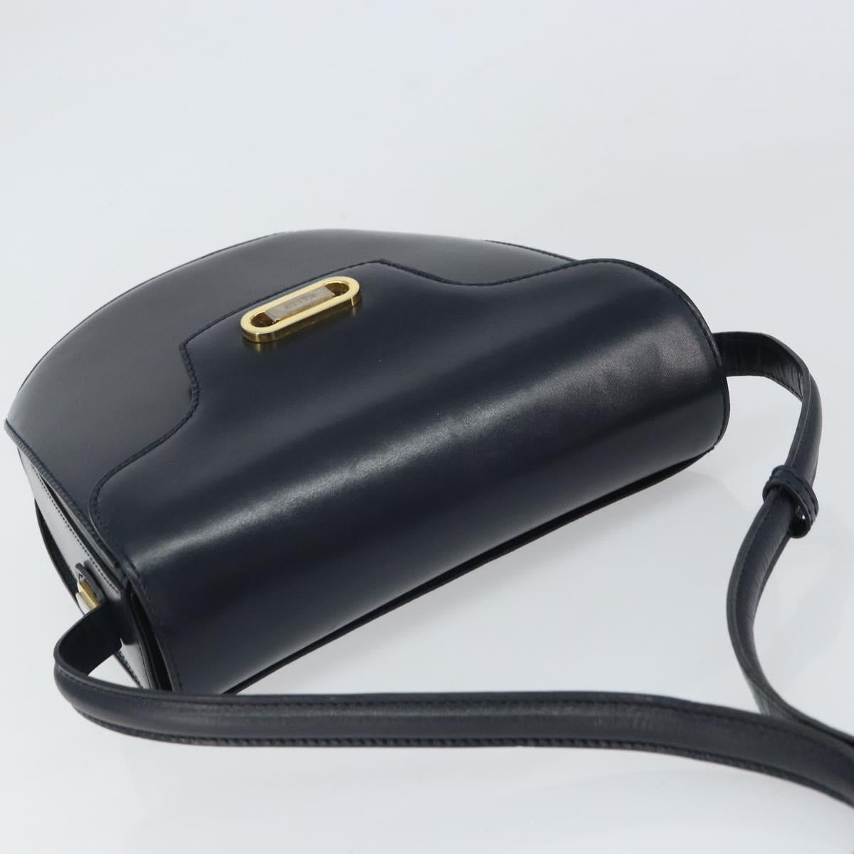 BALLY Shoulder Bag Leather Black Gold Auth 169439