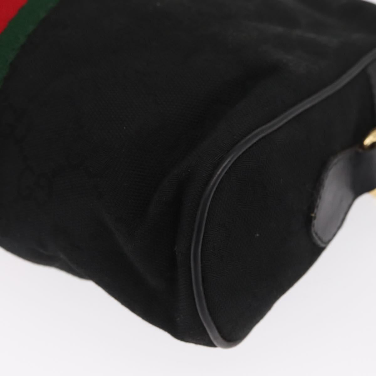 GUCCI GG Canvas Web Sherry Line Shoulder Bag Black Gold 010 378 Auth 169442