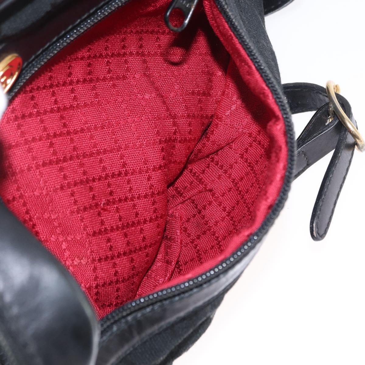 GUCCI GG Canvas Web Sherry Line Shoulder Bag Black Gold 010 378 Auth 169442