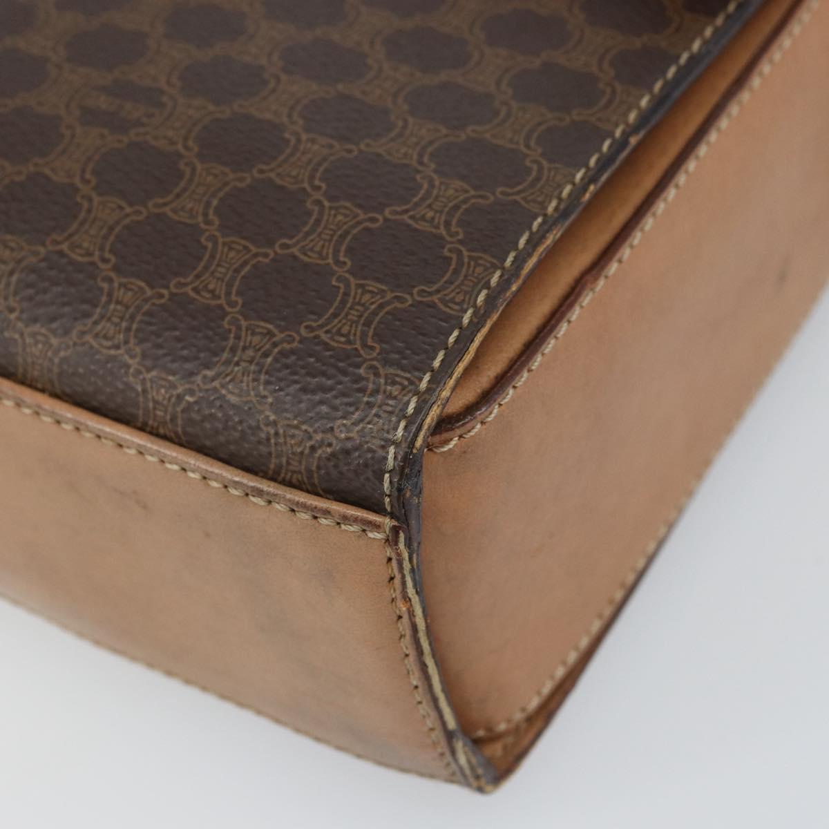 CELINE Macadam Canvas Shoulder Bag PVC Leather Brown Gold Auth 169444