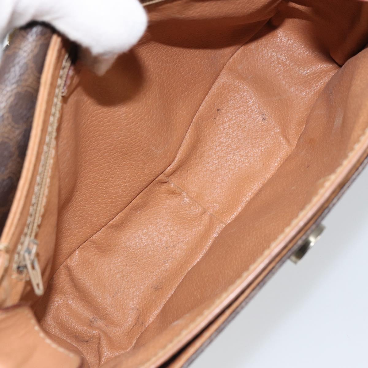 CELINE Macadam Canvas Shoulder Bag PVC Leather Brown Gold Auth 169444
