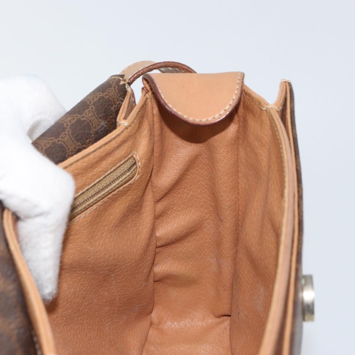 CELINE Macadam Canvas Shoulder Bag PVC Leather Brown Gold Auth 169444