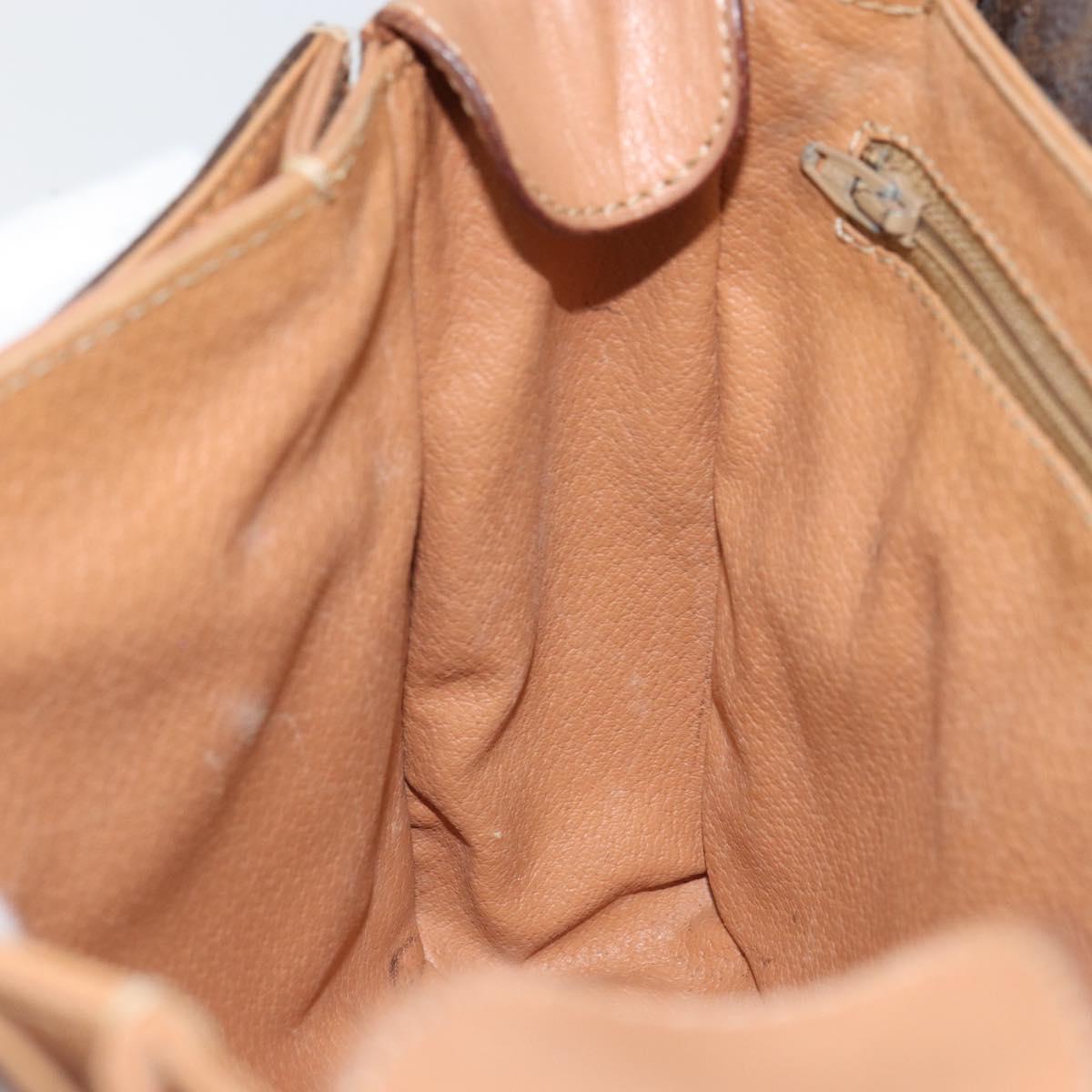 CELINE Macadam Canvas Shoulder Bag PVC Leather Brown Gold Auth 169444