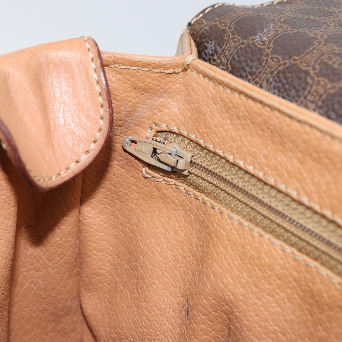 CELINE Macadam Canvas Shoulder Bag PVC Leather Brown Gold Auth 169444