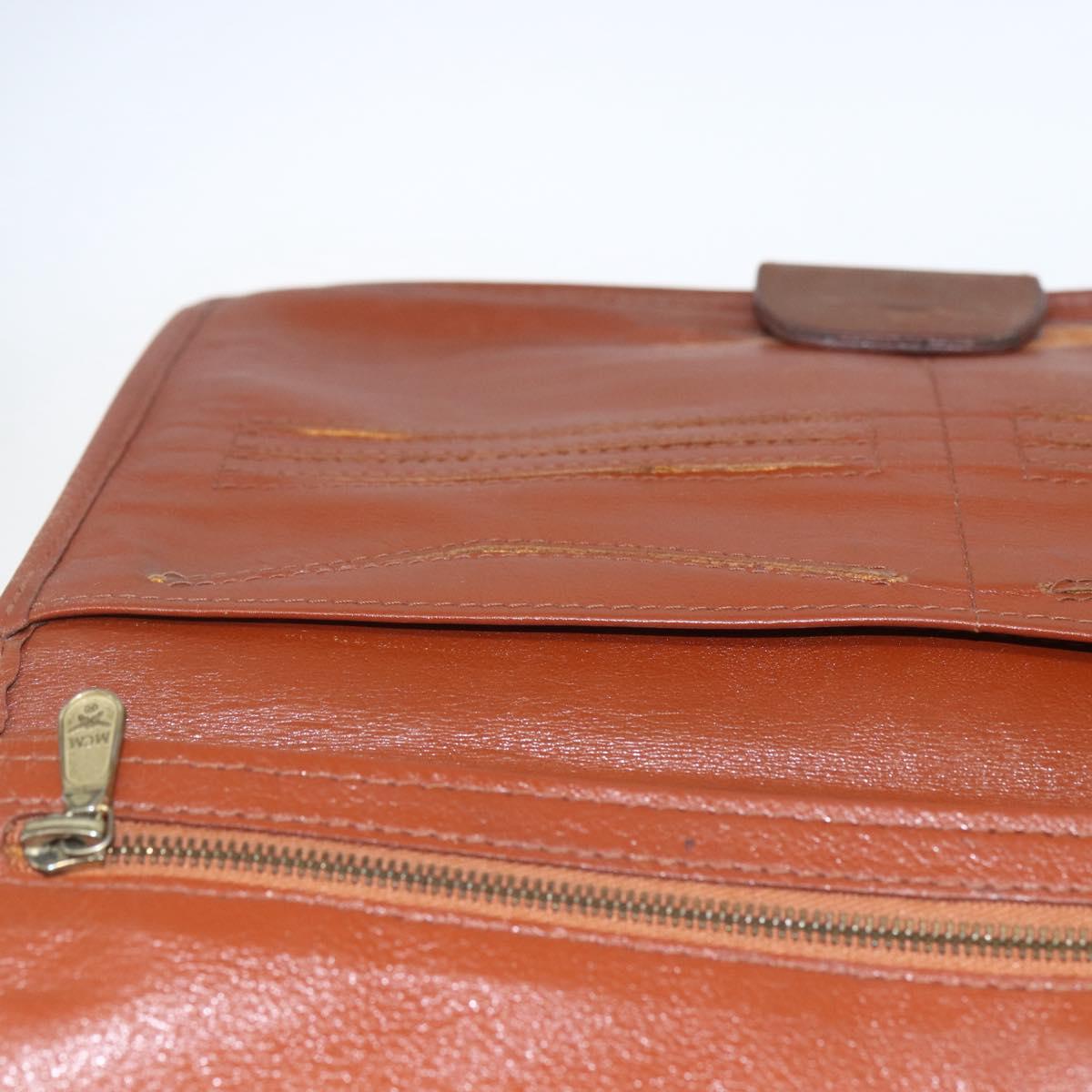 MCM Logogram Vicetos Clutch Bag PVC Leather Brown Gold Auth 169445