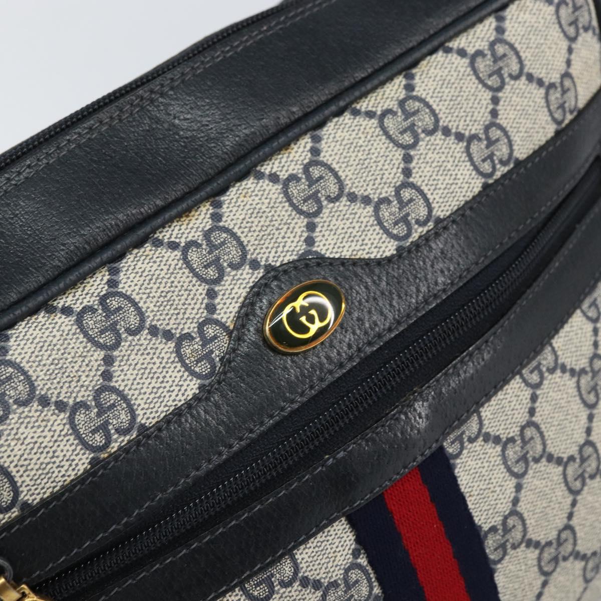 GUCCI GG Supreme Sherry Line Shoulder Bag PVC Navy Gold 22 02 005 Auth 169446