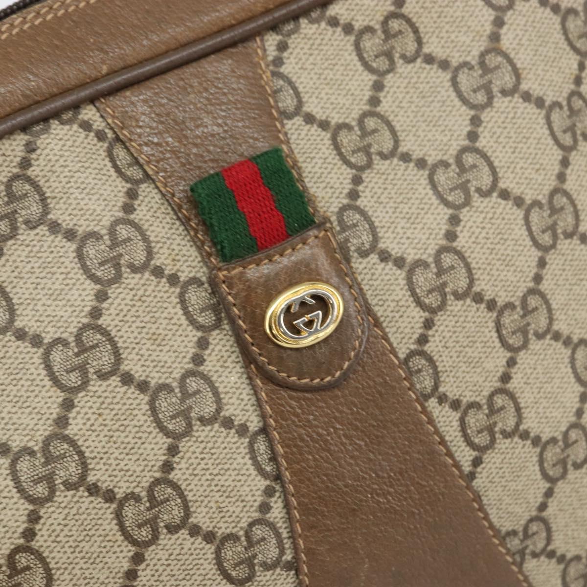 GUCCI GG Supreme Web Sherry Line Clutch Bag PVC Beige Gold 89 01 034 Auth 169447