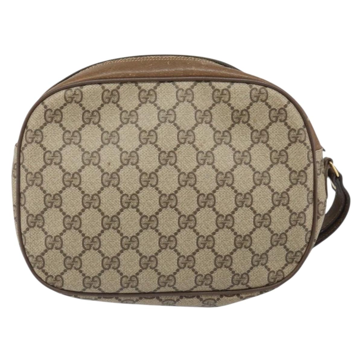 GUCCI GG Supreme Web Sherry Line Clutch Bag PVC Beige Gold 89 01 034 Auth 169447