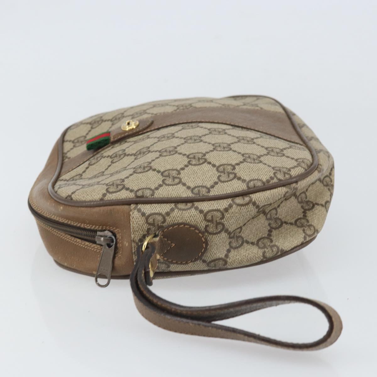 GUCCI GG Supreme Web Sherry Line Clutch Bag PVC Beige Gold 89 01 034 Auth 169447