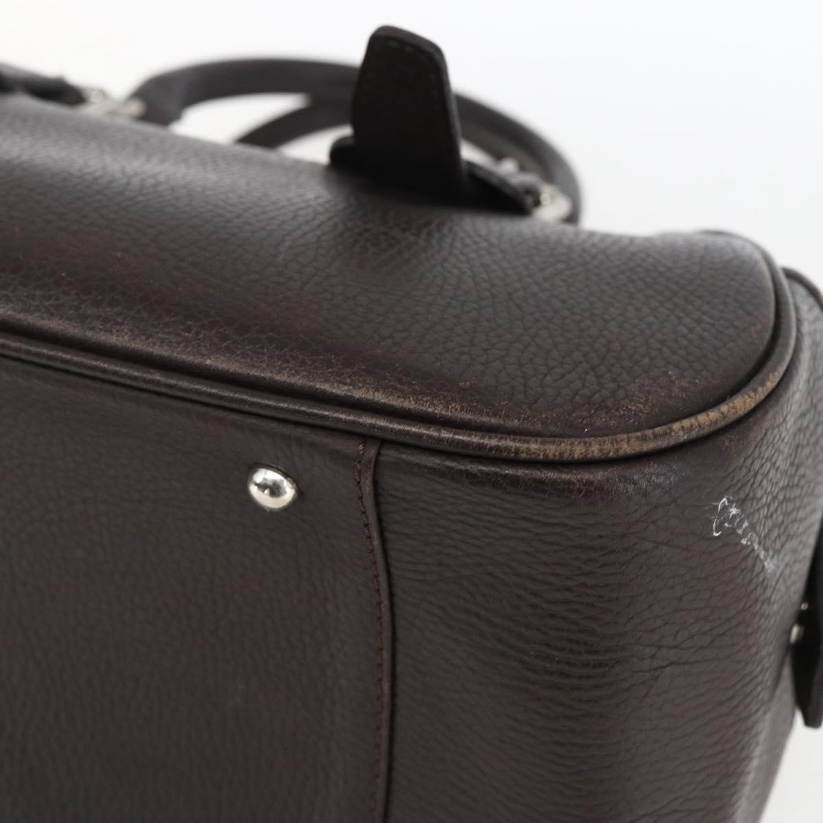 BURBERRY Hand Bag Leather Brown Silver Auth 169448