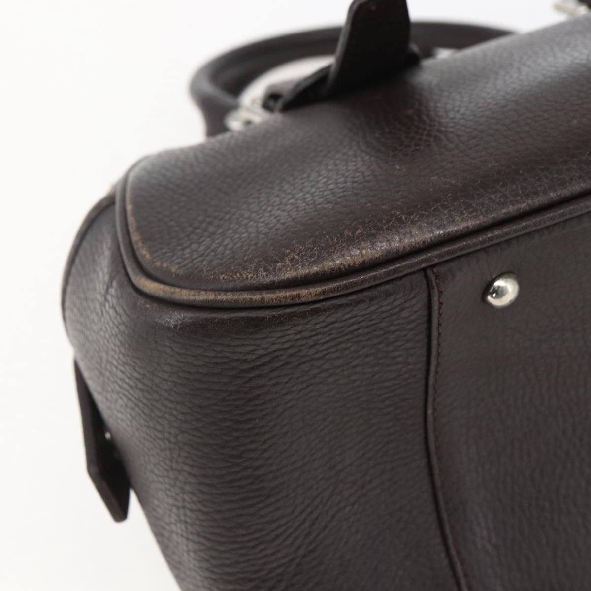 BURBERRY Hand Bag Leather Brown Silver Auth 169448