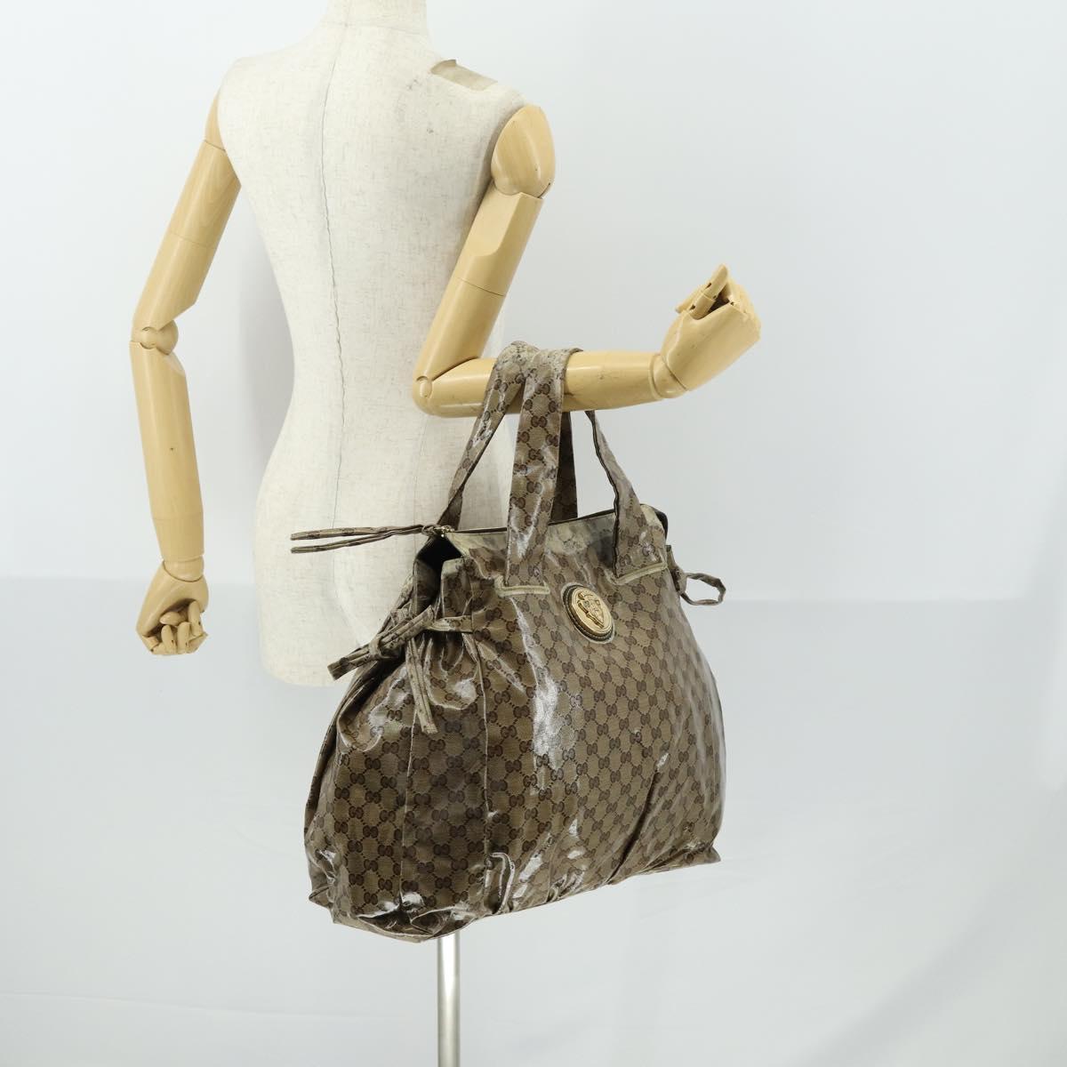 GUCCI GG Crystal Tote Bag Coated Canvas Beige Gold 197022 Auth 169450