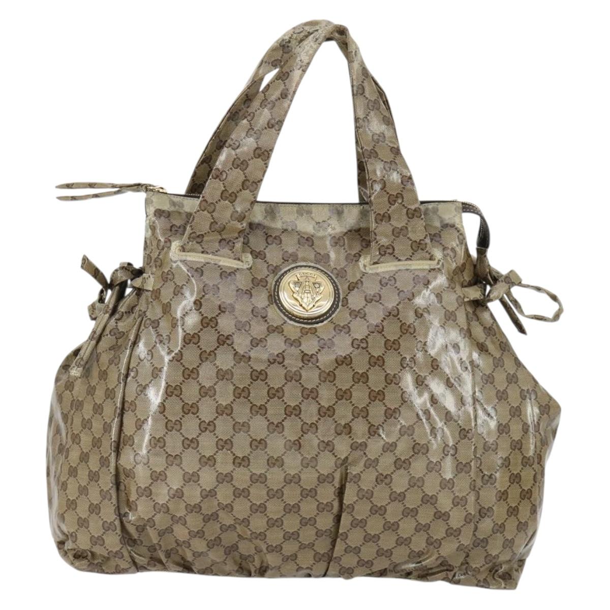 GUCCI GG Crystal Tote Bag Coated Canvas Beige Gold 197022 Auth 169450