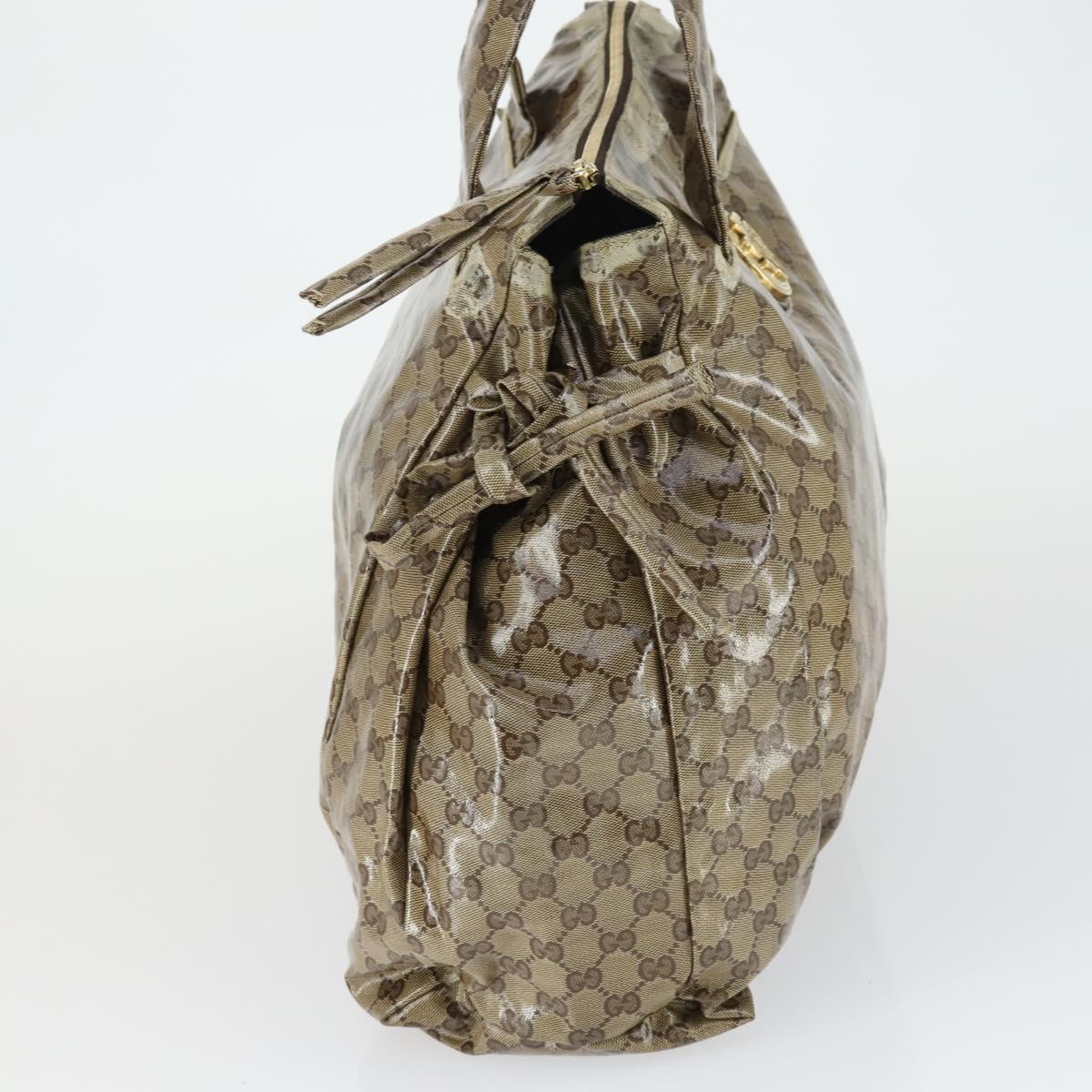 GUCCI GG Crystal Tote Bag Coated Canvas Beige Gold 197022 Auth 169450