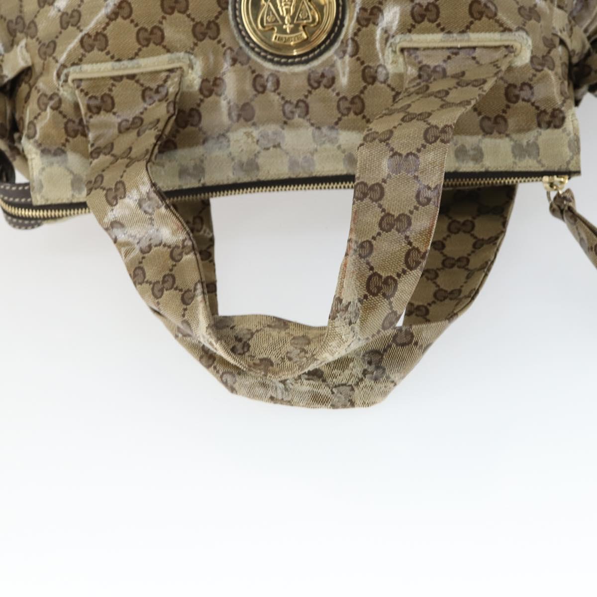 GUCCI GG Crystal Tote Bag Coated Canvas Beige Gold 197022 Auth 169450
